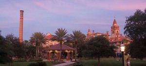 Main campus of Flagler College with trees in the field.