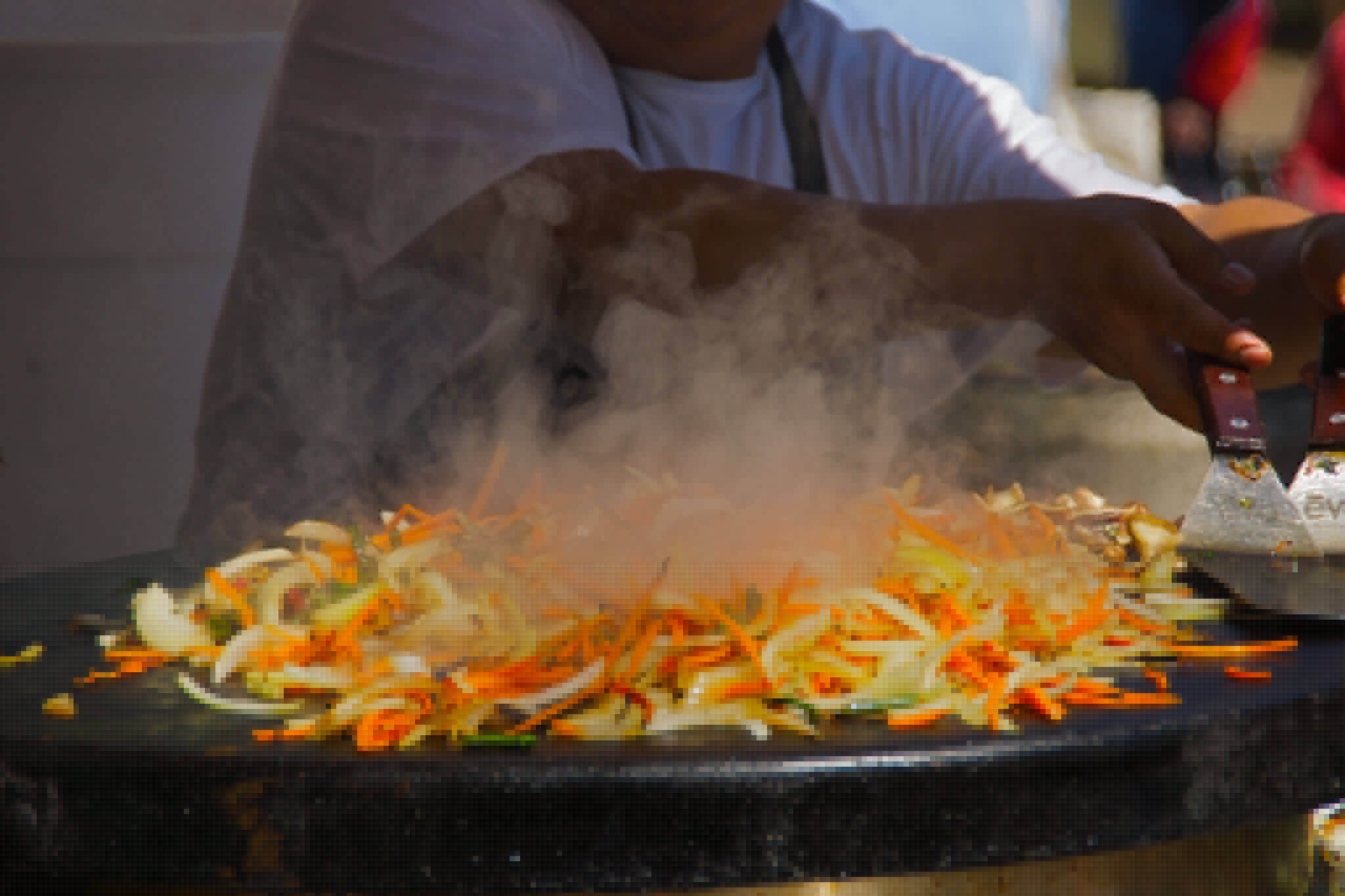 Stir fry vendor at the Portland Farmer's Market on the Portland State University campus in Oregon