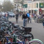 Bikes near the University of Oregon campus, just one form of public transportation.