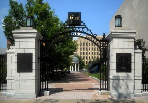 The entrance gate of George Washington University.
