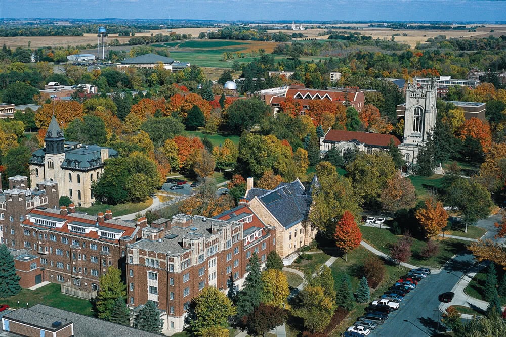 View of Carleton College, a school on a trimester schedule.