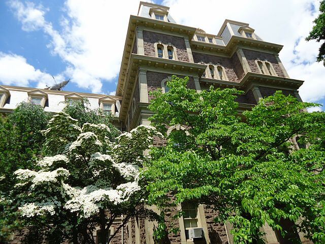 A building at Lafayette College surrounded by trees.
