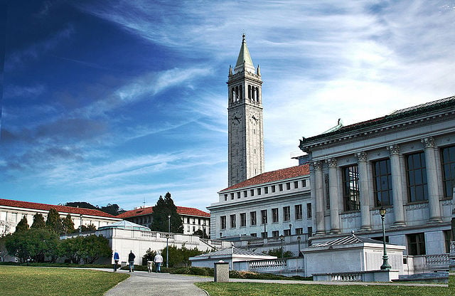 Doe Memorial Library and Sather Tower at University of California Berkeley.