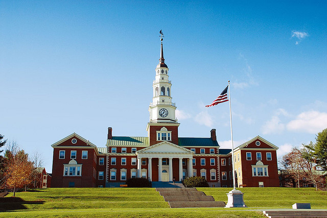 Miller Library on a sunny day at Colby College.