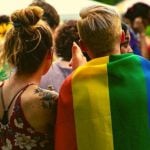 A group of students at a pride event.