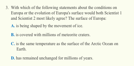 ACT science section - example of conflicting viewpoints
