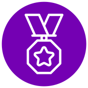 A dark purple icon with a medal icon.