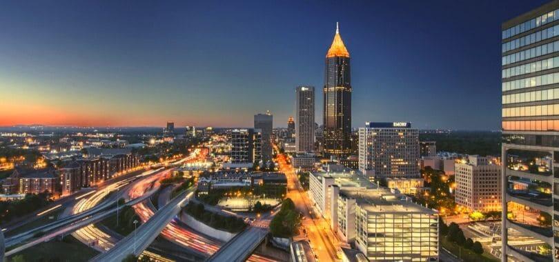 Downtown Atlanta City at night.
