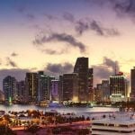 Downtown Miami at sunset.