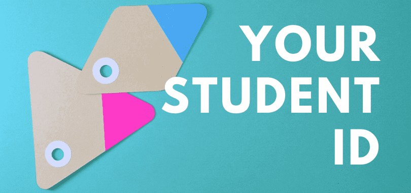 A blue background with beige tabs, with text that says