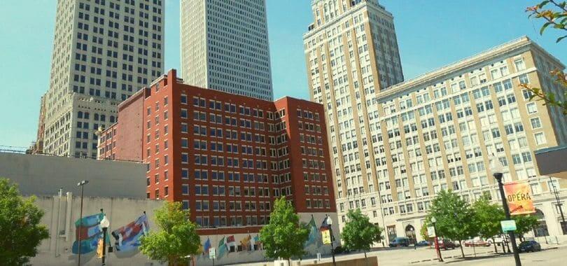 Buildings downtown in a city in Oklahoma.