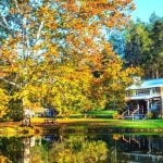 A farm with a pond in West Virginia.