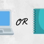 An icon of a laptop on the left, the word "or" in the center, and an icon of a notebook on the right.