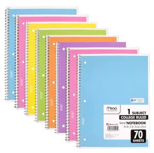 Mead spiral notebook in pastel colors. Click to view its Amazon page.