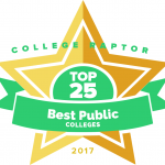College Raptor Rankings star badge that says "Top 25 Best Public Colleges 2017".