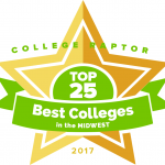 College Raptor Rankings star badge that says "Top 25 Best Colleges in the Midwest 2017".