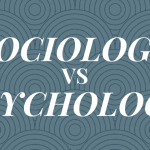 A blue-gray background with text overlayed that says "sociology vs psychology."