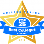 College Raptor Rankings star badge that says "Top 25 Best Colleges in the West 2017".