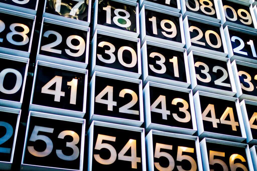 White sequential numbers printed on black boxes.