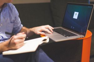 man using laptop