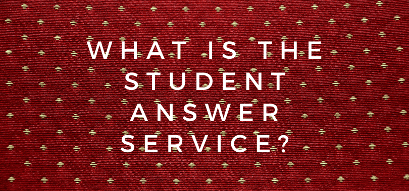 A burgundy background with text overlayed that says "what is the student answer service?"
