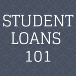 A dark blue background with white text overlayed that says "student loans 101."