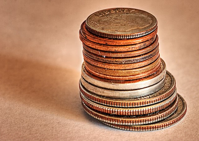 A pile of american coins.
