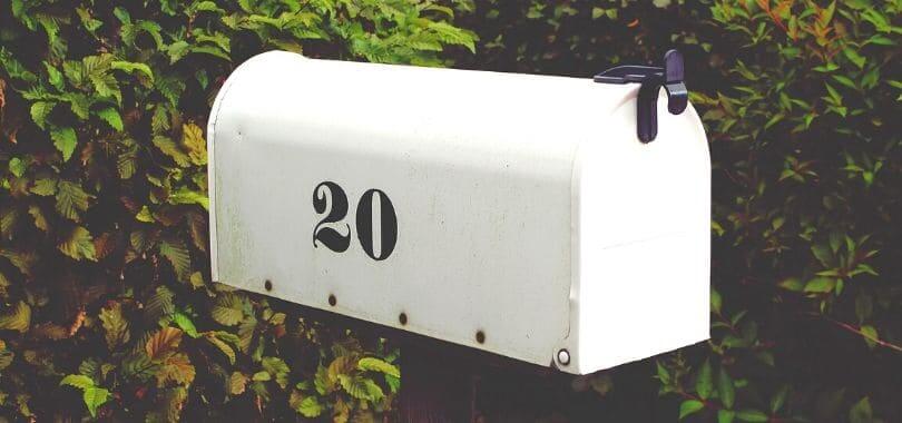 A white mailbox with 