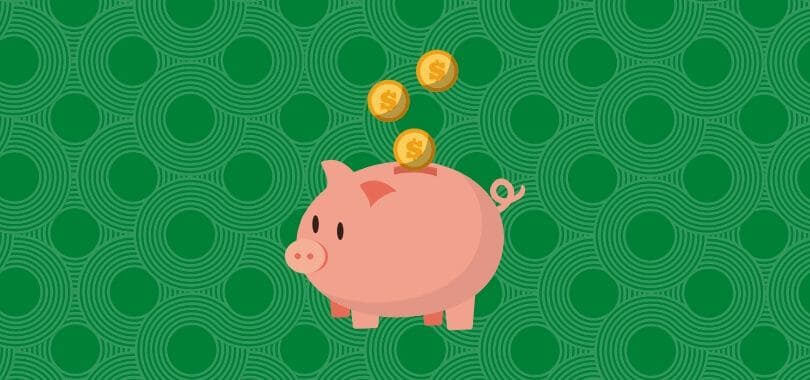 A piggy bank against a green background.