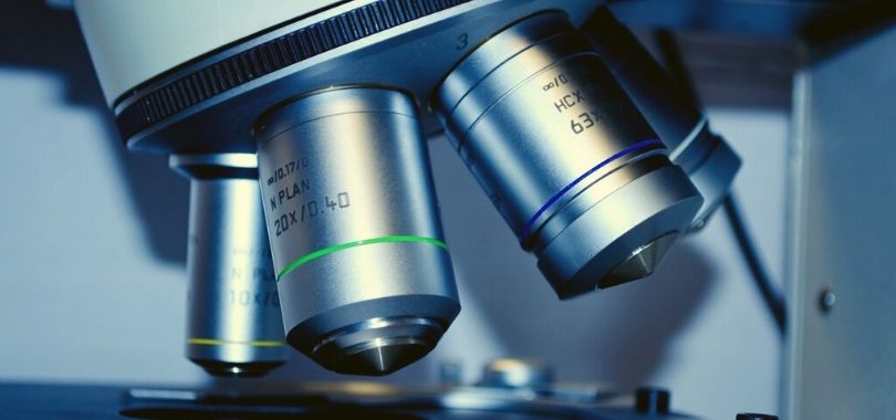 A closeup of a microscope.