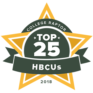 College Raptor Rankings star badge that says "Top 25 HBCUs 2018".