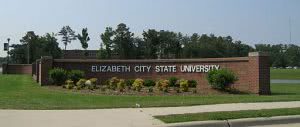 College sign at one of the entrances to ECSU.