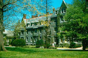 Old Barclay Hall dormitory at Haverford College campus.