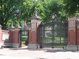 Front gates of Brown University in Providence, Rhode Island.