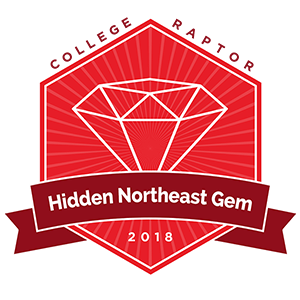 College Raptor diamond badge that says "Hidden Northeast Gem 2018".