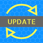 Overlay text "Update" against grey and blue with a circular arrow background.