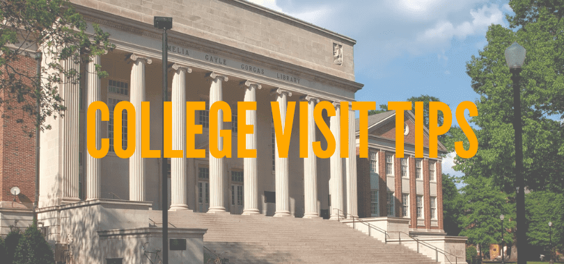 A campus building with text overlayed that says