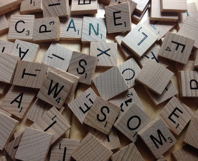 Scrabble tiles.