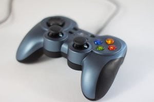 Closeup of a game controller.