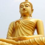 A golden statue of Buddha.