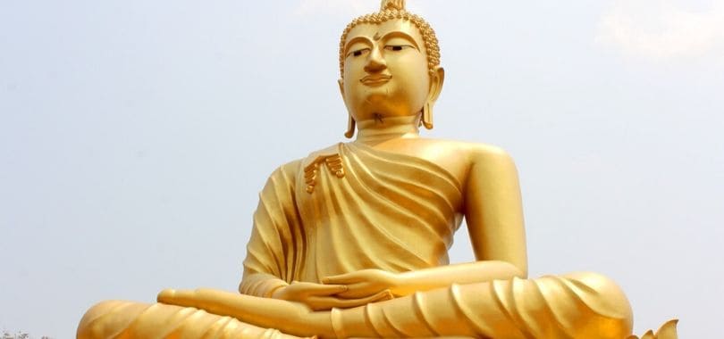 A golden statue of Buddha.