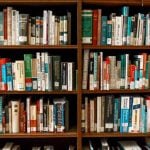 Bookshelves filled with books.