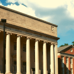 A shot of a college library.