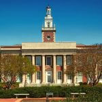 A campus building with a bell tower at Auburn University.