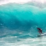 A surfer riding a wave.