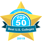 College Raptor Rankings star badge that says "Top 50 Best US Colleges 2019".