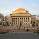 Columbia University Library with people on the foreground.