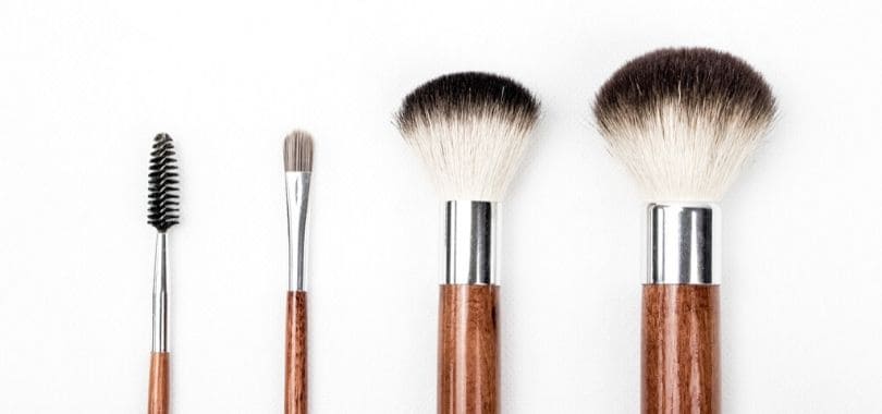Various makeup brushes side-by-side.