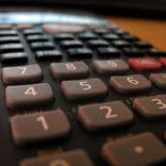 Black calculator close up.