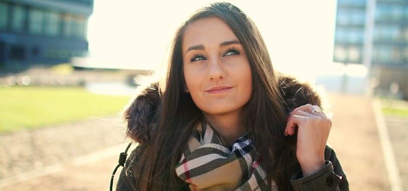 College student walking on campus